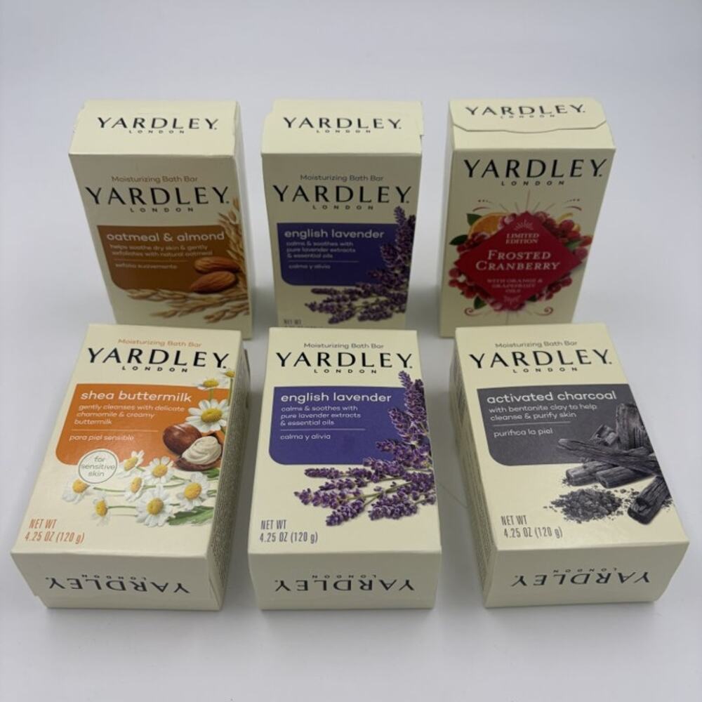 6 Yardley London Bath Bar Soap Assorted Scents 4-4.25 oz New